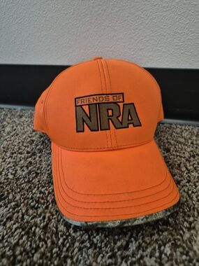 NRA National Rifle Association Freedom Orange Hunting Hat Cap Adjustable Strap